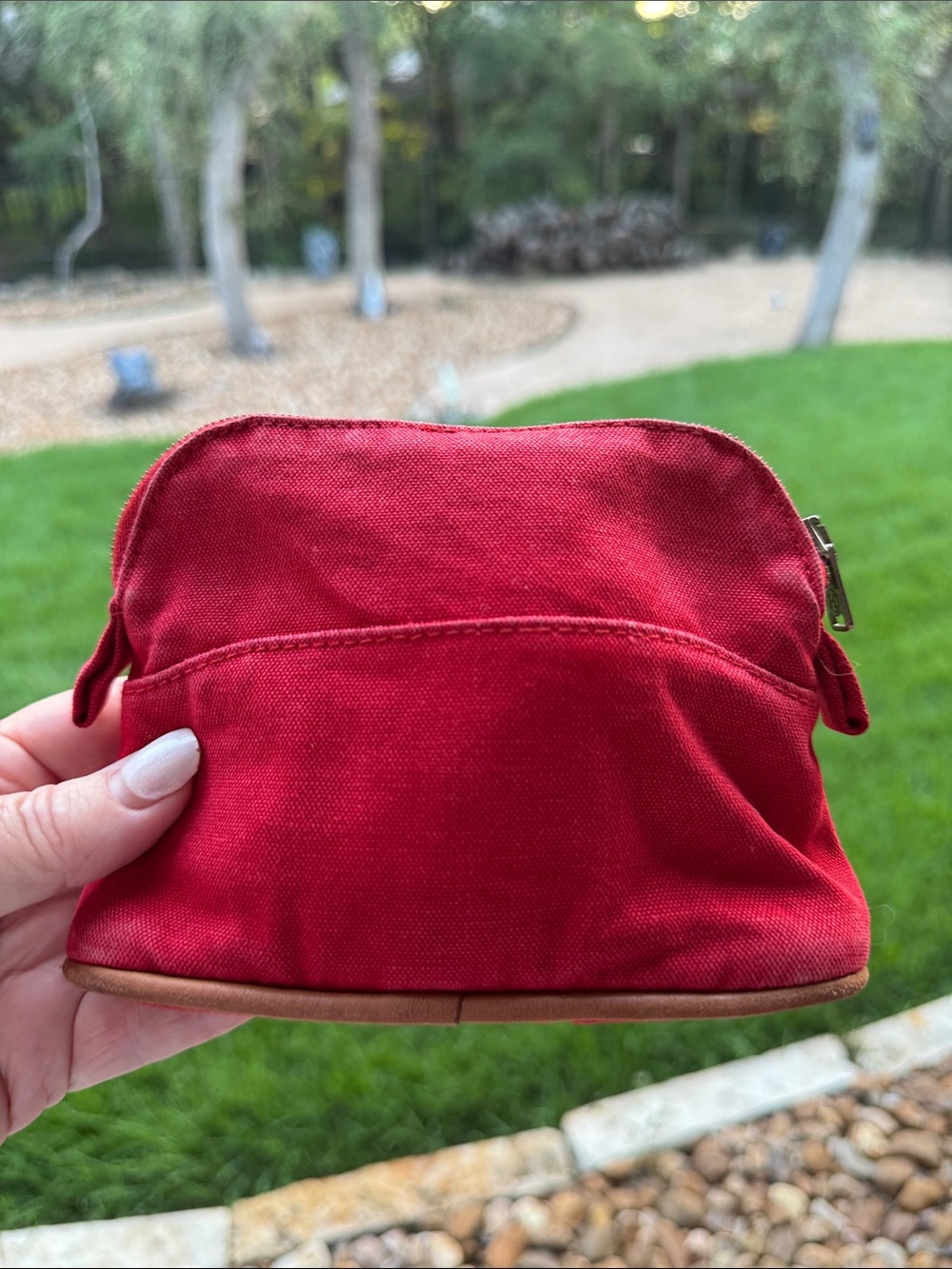 Hermes Bolide Red Canvas Pouch - Picture 7 of 13
